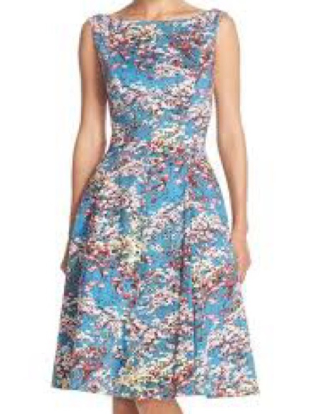 Maggy London Kamdem dress Teal Floral Sleeveless Fit-and-Flare Dress 8